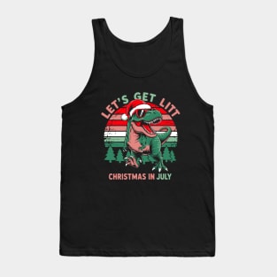 Let's Get Lit Dino Christmas in July Tank Top